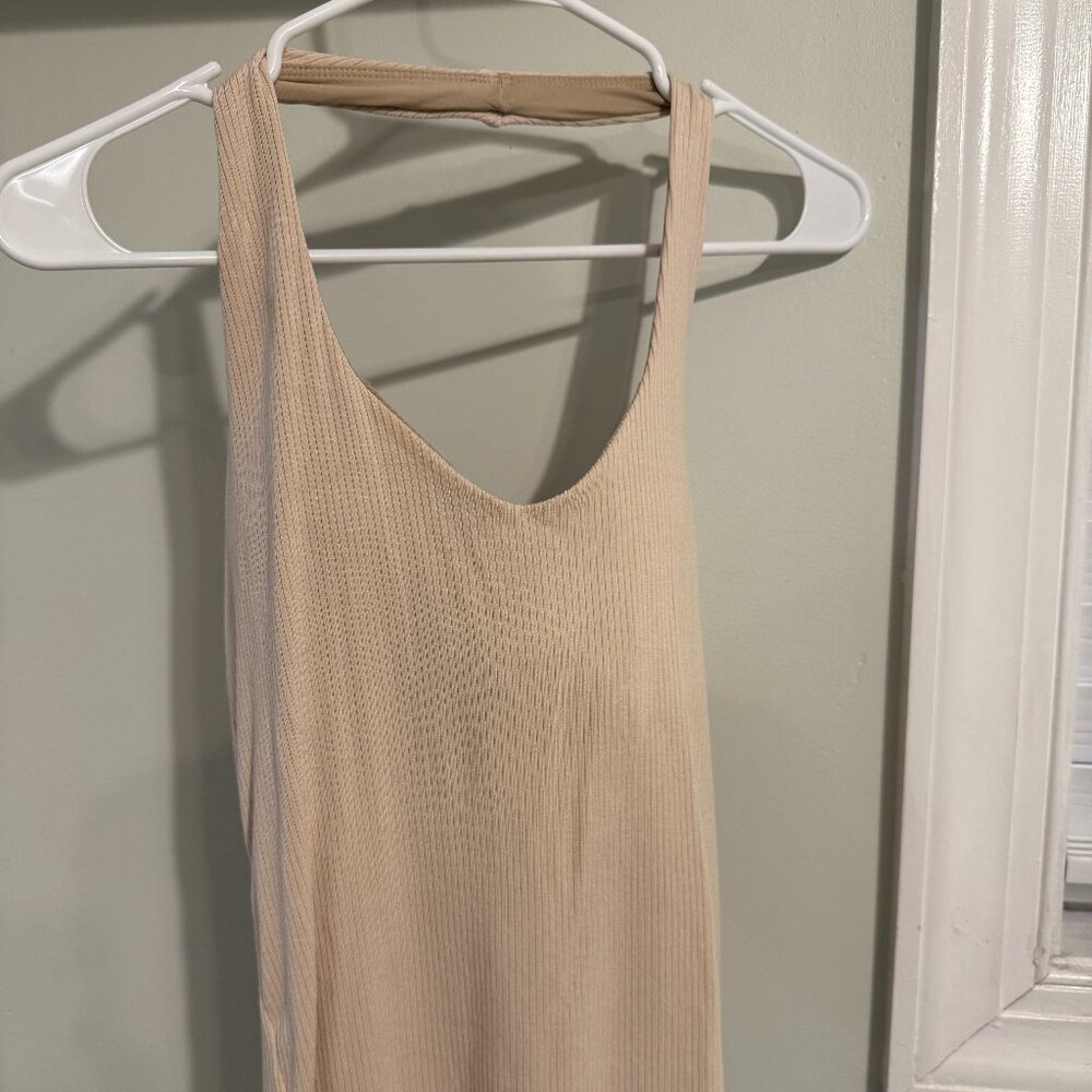 Klassy Network Beige Ribbed Tank Top